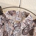 2pcs Toddler Boy Exotic Bobo Allover Print Lapel Collar Shirt and Shorts Set Creamcolored