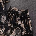 2pcs Toddler Boy 100% Cotton Boho Floral Print Lapel Collar Shirt and Shorts Set Black image 5