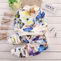 2pcs Toddler Girl Sweet Butterfly Print Jacket and Pants Set Creamcolored image 2