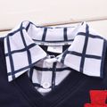 2pcs Toddler Boy Preppy style Faux-two Lapel Collar Embroidered Shirt and Pants Set Dark Blue image 3