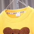 2pcs Toddler Boy Plauful Denim Jeans and Bear Embroidered Sweatshirt Set Yellow image 3