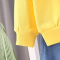 2pcs Toddler Boy Plauful Denim Jeans and Bear Embroidered Sweatshirt Set Yellow image 5