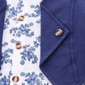 2pcs Toddler Boy Preppy style Faux-two Floral Print Shirt and Pants Set Dark Blue image 5