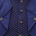 2pcs Toddler Boy Preppy style Faux-two Polka dots Long-sleeve Shirt and Pants Set Dark Blue image 4