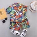 2pcs Toddler Boy Trendy Floral Print Cotton Shirt and Shorts Set Multi-color image 2