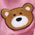 3pcs Bear Applique Fleece-lining Hooded 3D Ear Decor Vest and Long-sleeve Pullover and Pants Dark Pink or Grey Toddler Set Dark Pink