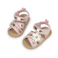 Baby / Toddler Floral Decor Two Tone Open Toe Sandals Prewalker Shoes Pink image 2