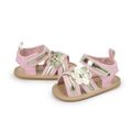 Baby / Toddler Floral Decor Two Tone Open Toe Sandals Prewalker Shoes Pink image 3