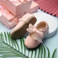 Toddler / Kid Wavy Edge Bow Ribbon Decor White Princess Shoes Pink