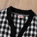 3-piece Toddler Girl Turtleneck Long-sleeve Black Top. Plaid Cardigan Jacket and Skirt Set Black