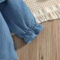 3pcs Baby Long-sleeve Ruffle Denim Top and 100% Cotton Trousers Set Blue