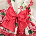 Baby Girl All Over Rosy Floral Print Sleeveless Halter Neck Layered Lace Princess Party Dress Rosy image 3