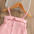 100% Cotton 2pcs Baby Girl Button Design Pink Spaghetti Strap Top and Shorts Set Pink image 3