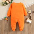 100% Cotton Baby Girl Cartoon Fox Print Orange Long-sleeve Footed Jumpsuit Orange