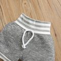 100% Cotton 2pcs Baby Boy/Girl Striped Sleeveless Tank Top and Shorts Set Dark Grey