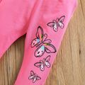 100% Cotton 2pcs Baby Girl Butterfly Print Long-sleeve Hoodie and Trousers Set Rosy image 5