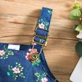 Baby Girl All Over Floral Print Denim Overall Dress with Pocket Blue