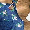 Baby Girl All Over Floral Print Denim Overall Dress with Pocket Blue image 4