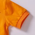 2pcs Toddler Boy Casual Dinosaur Embroidered Polo Shirt and Pants Set Orange