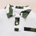2pcs Toddler Boy Trendy Camouflage Print Polo Shirt and Shorts Set White