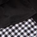2pcs Toddler Girl Flounce Long-sleeve Black Tee and Bowknot Design Plaid Pants Set Black image 4