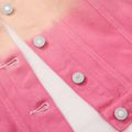 Toddler Girl Sweet Tie Dyed Colorblock Lapel Collar Denim Jacket Pink image 3