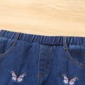 Toddler Girl Butterfly Embroidered Straight Denim Jeans Blue image 4