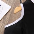 2pcs Toddler Girl Trendy Cold Shoulder Long-sleeve Tee and Cargo Pants Set Black image 4