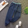 Kid Boy Pocket Design Elasticized Denim Jeans Light Blue image 2
