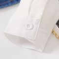 2pcs Toddler Girl Elegant  Butterfly Print Denim Vest and Lapel Collar Button Design Fashionable White Shirt Dress Set White image 4