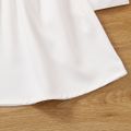 2pcs Toddler Girl Trendy Lapel Collar Long-sleeve Shirt Dress and Smocked Camisole Set White image 4