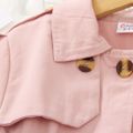 Toddler Girl Elegant Lapel Collar Belted Pink Trench Coat Pink image 3