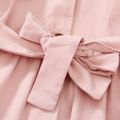 Toddler Girl Elegant Lapel Collar Belted Pink Trench Coat Pink