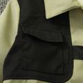 2pcs Kid Boy Colorblock Buckle Design Long-sleeve Shirt and Black Pants Set Green image 5