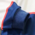 2pcs Toddler Boy Trendy Stripe Colorblock Sweatshirt and Pocket Design Pants Set Blue