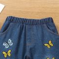Toddler Girl Butterfly Embroidered Flared Denim Jeans Blue image 3