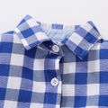 Toddler Boy Classic Plaid Lapel Collar Long-sleeve Shirt Blue image 3
