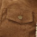 Kid Boy/Kid Girl Fleece Lined Lapel Collar Button Design Corduroy Coat Brown image 4