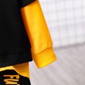 2pcs Kid Boy Faux-two Letter Print Sweatshirt and Elasticized Pants Set Black image 5
