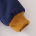 Baby Boy Bear Design Thermal Lined Colorblock Hooded Long-sleeve Corduroy Jacket Blue image 5