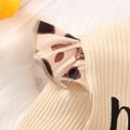3pcs Toddler Girl Sweet Ripped Denim Skirt & Letter Print Tee & Headband Set Apricot image 5