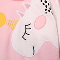 2pcs Toddler Girl Playful Denim Jeans and Unicorn Embroidered Sweatshirt Set Pink image 5