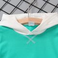 2pcs Toddler Boy Trendy Faux-two Colorblock Hoodie Sweatshirt and Pants Set Turquoise image 3