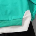 2pcs Toddler Boy Trendy Faux-two Colorblock Hoodie Sweatshirt and Pants Set Turquoise image 4