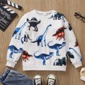 Kid Boy Animal Dinosaur Print Pullover Sweatshirt White image 1