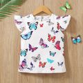 Toddler Girl Sweet Butterfly Print Flutter-sleeve Tee White image 1