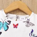 Toddler Girl Sweet Butterfly Print Flutter-sleeve Tee White image 3