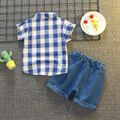 2-piece Toddler Boy Plaid Short-sleeve Short and Denim Shorts Set Blue image 1