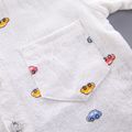 2pcs Toddler Boy Playful Denim Shorts & Car Print Shirt Set White image 4