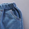 2pcs Toddler Boy Playful Denim Shorts & Car Print Shirt Set Blue image 5